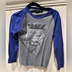 DIESEL Boys Size 10 Grey & Blue Long Sleeve Tee Shirt